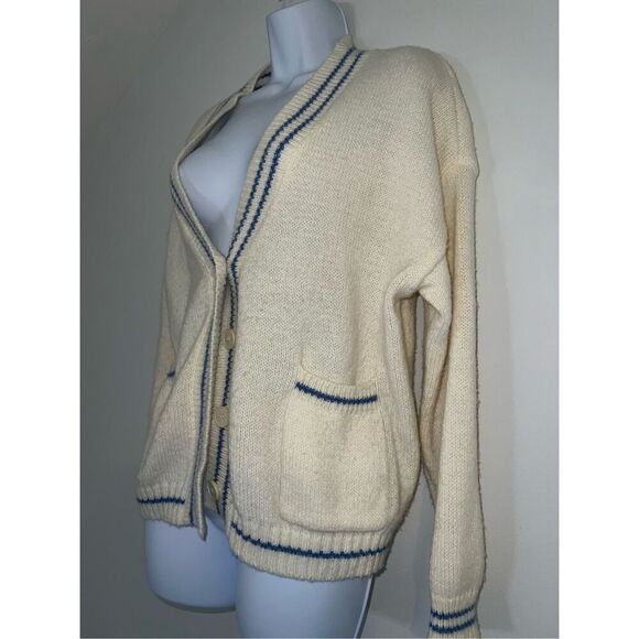 Women’s Striped Cream Cardigan Sweater SMALL - Picture 6 of 7